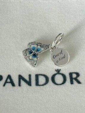Pandora Moments Collection Blue Butterfly and Message Card Two-in-one Charm